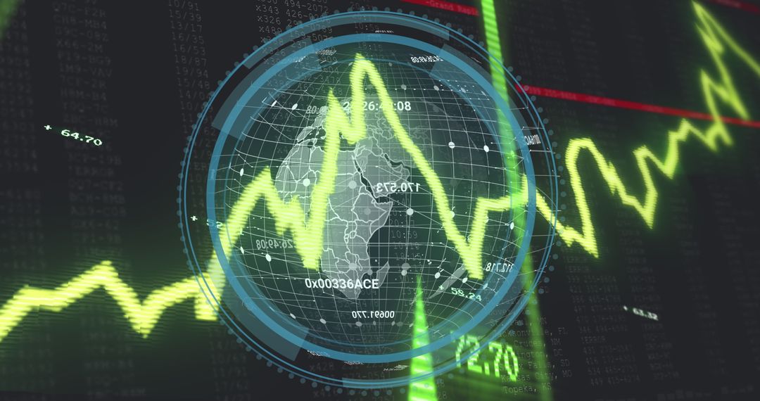 Global Financial Data Interface with Uptrending Arrow