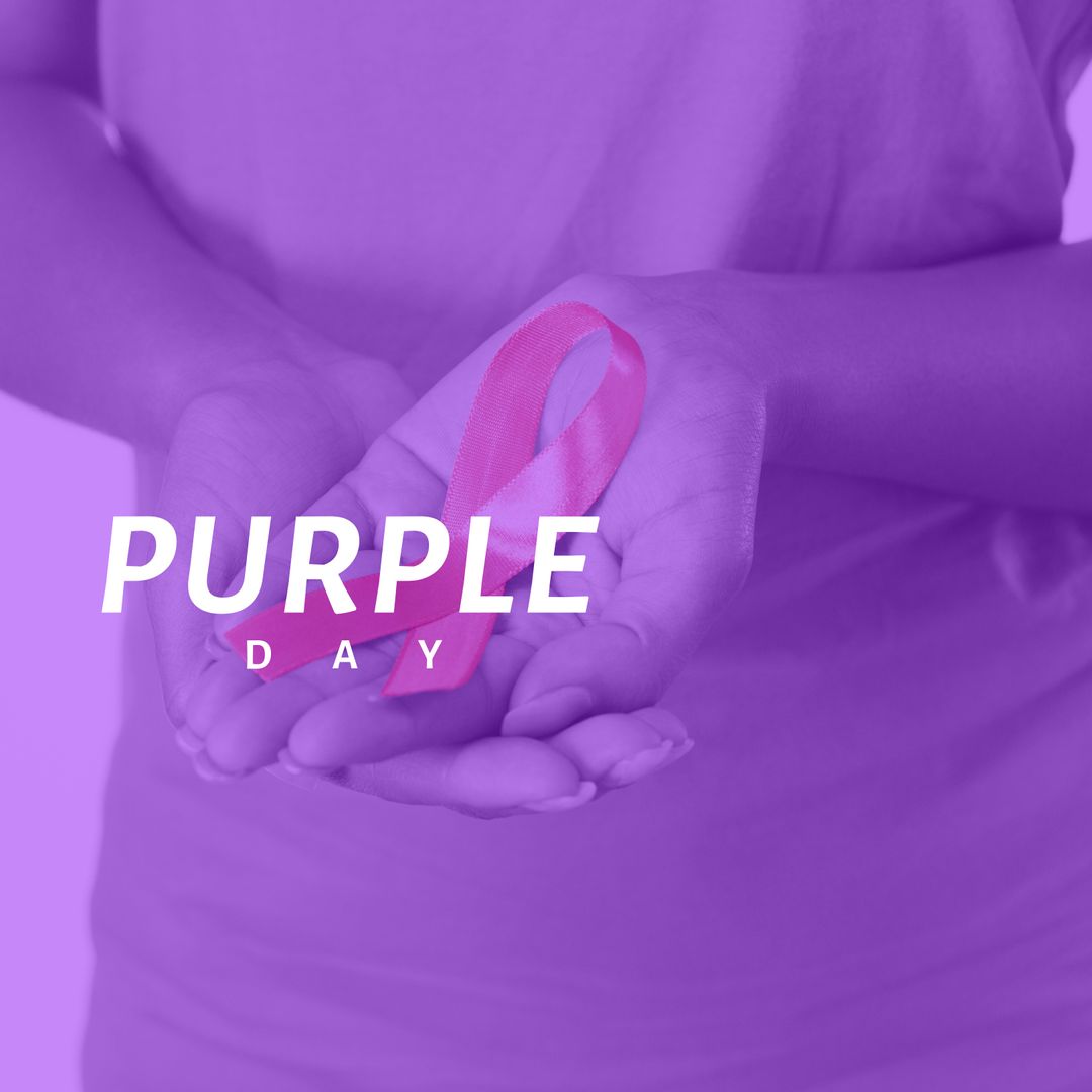 Hands Holding Purple Ribbon Highlighting Epilepsy Awareness