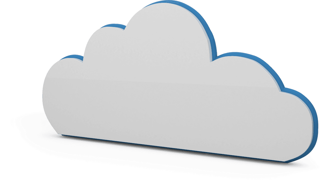 Transparent Cloud Computing Symbol with Blue Outline