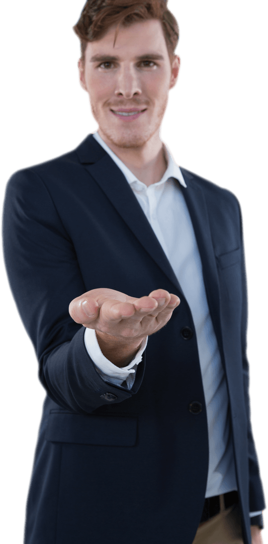 Transparent Handshake Gesture by Businessman on Isolated Background