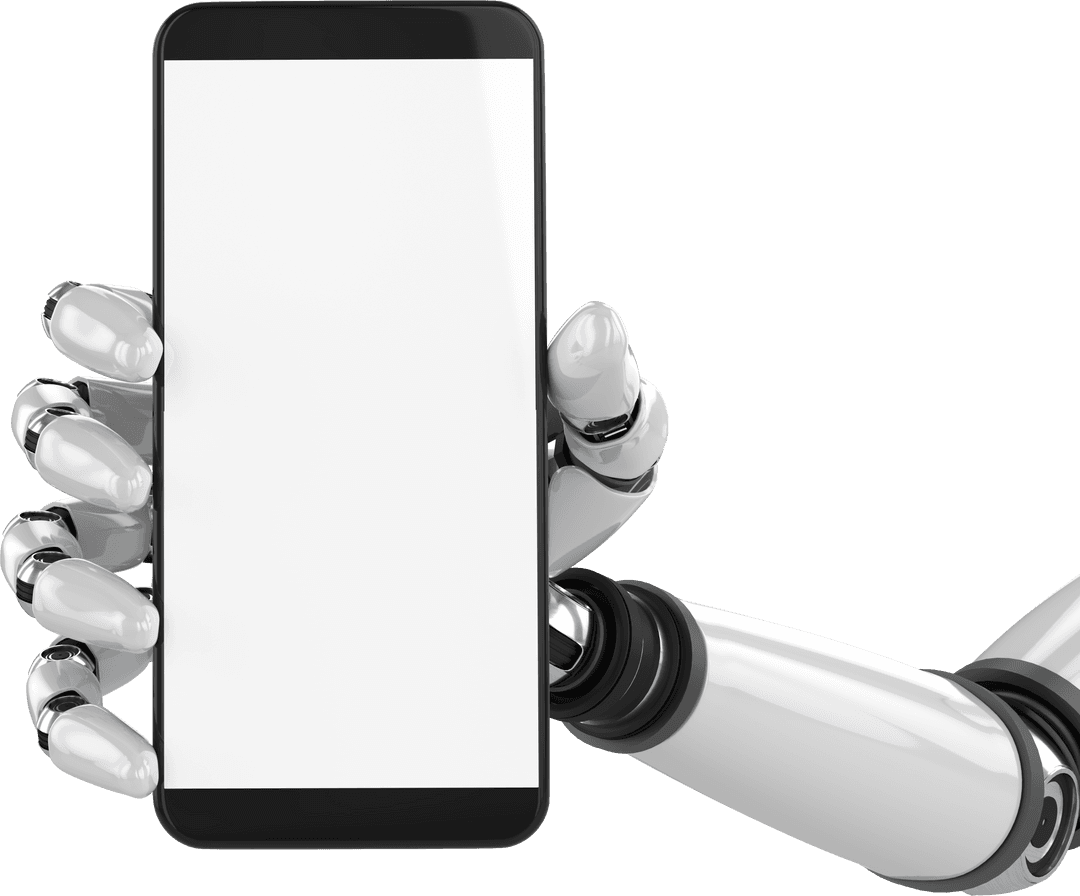 Robot Arm with Smartphone and Transparent Background for Innovation Design