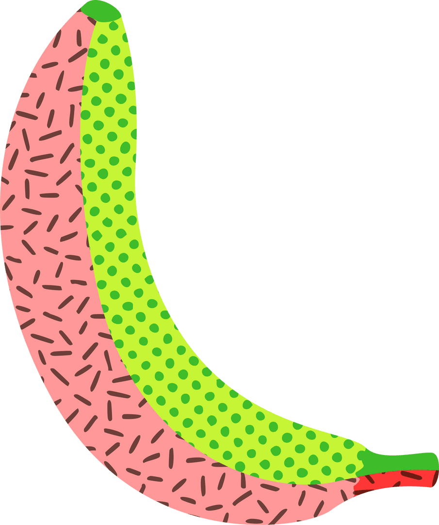 Colorful Split Banana with Transparent Background Minimalist Design
