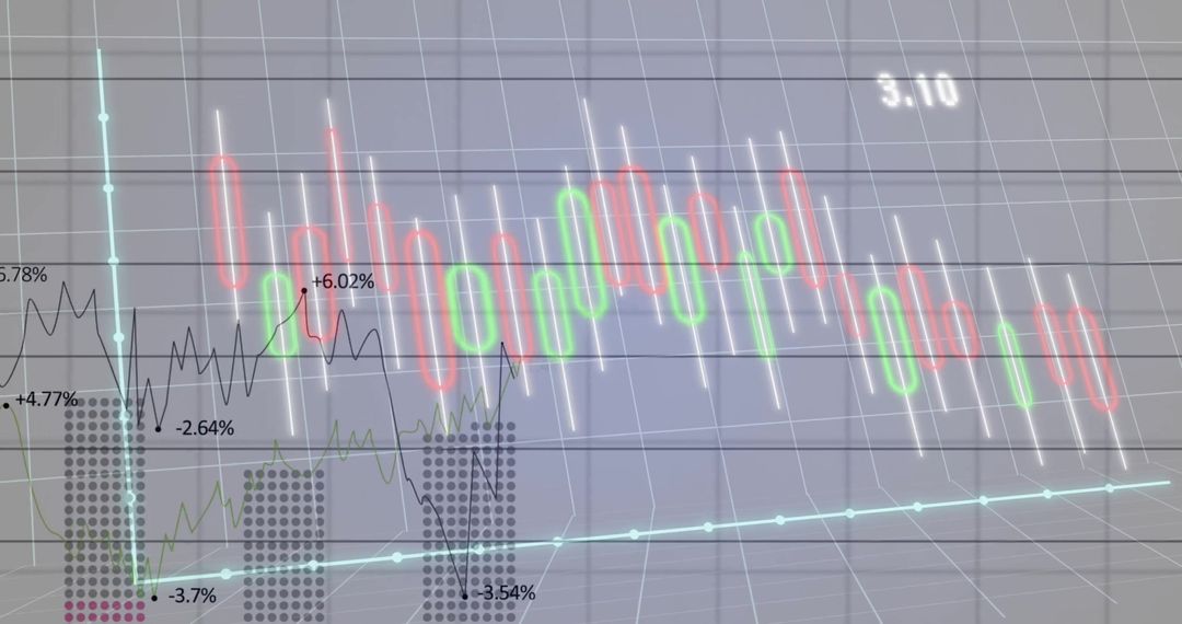 Digital Data and Financial Charts on White Background