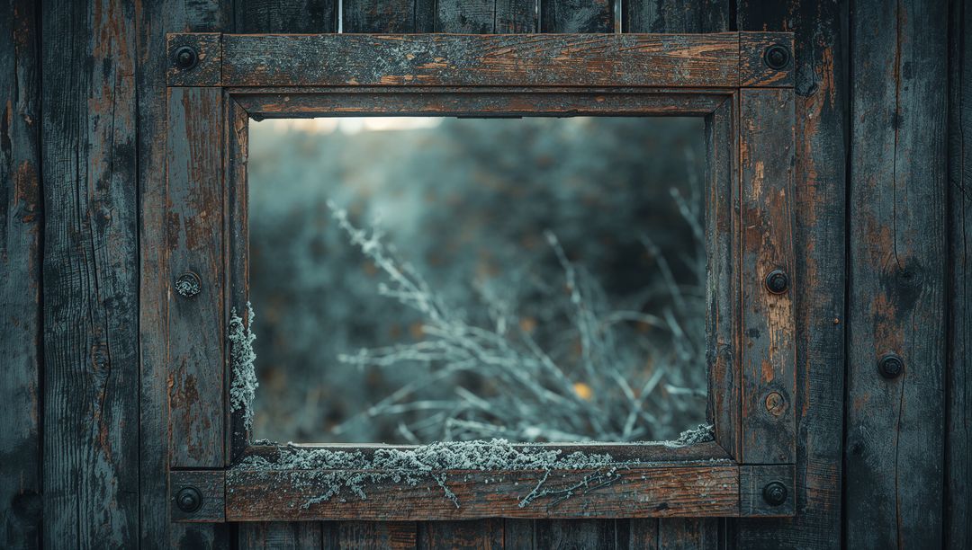 Vintage Rustic Wooden Frame with Blurred Nature View