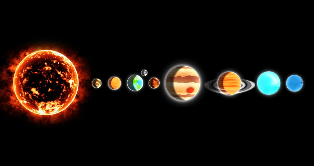 Solar System Planets Aligned in Vibrant Celestial Art