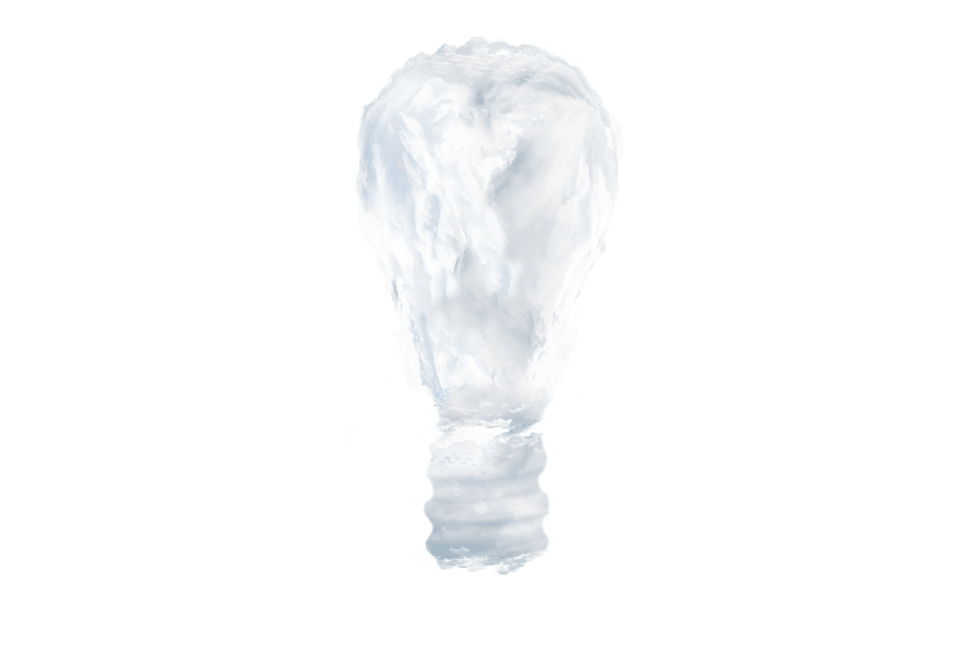 Creative Cloud Shaped Light Bulb on Transparent Background