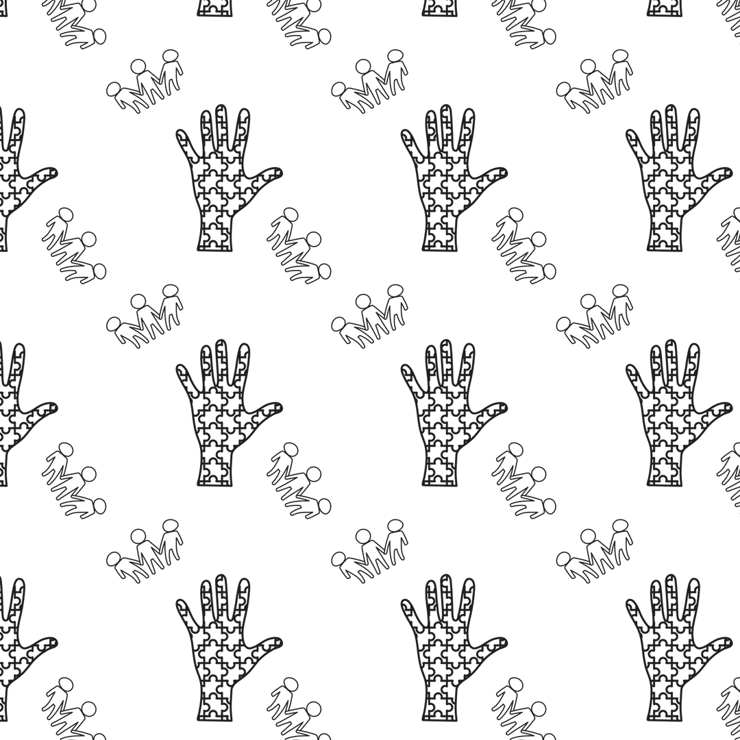 Digital Skeleton Hand and Scary Faces Pattern on Transparent Background