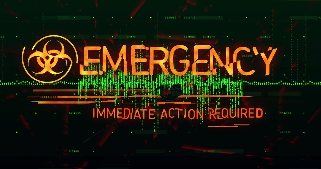 Emergency Alert on Digital Interface with Biohazard Warning