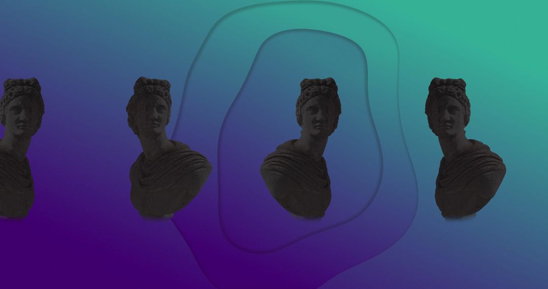 Ancient Sculptures Over Abstract Gradient Background