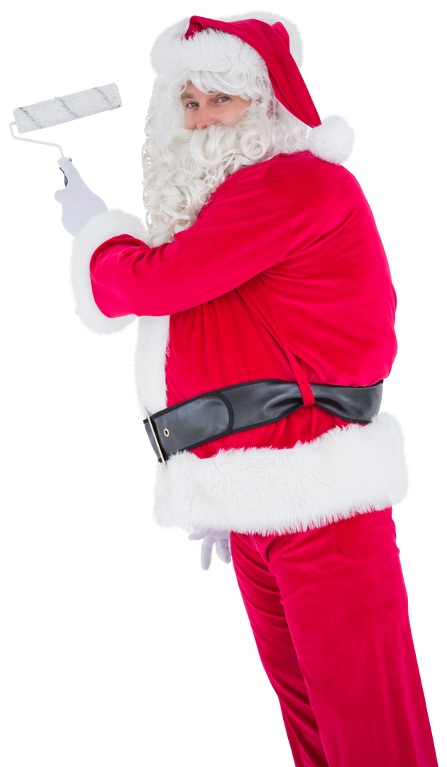 Transparent background Santa Claus painting with roller brush - Download Free Stock Images Pikwizard.com