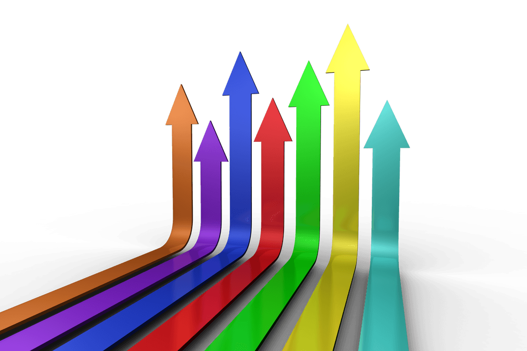 Transparent Colorful Arrows Illustrating Upward Direction
