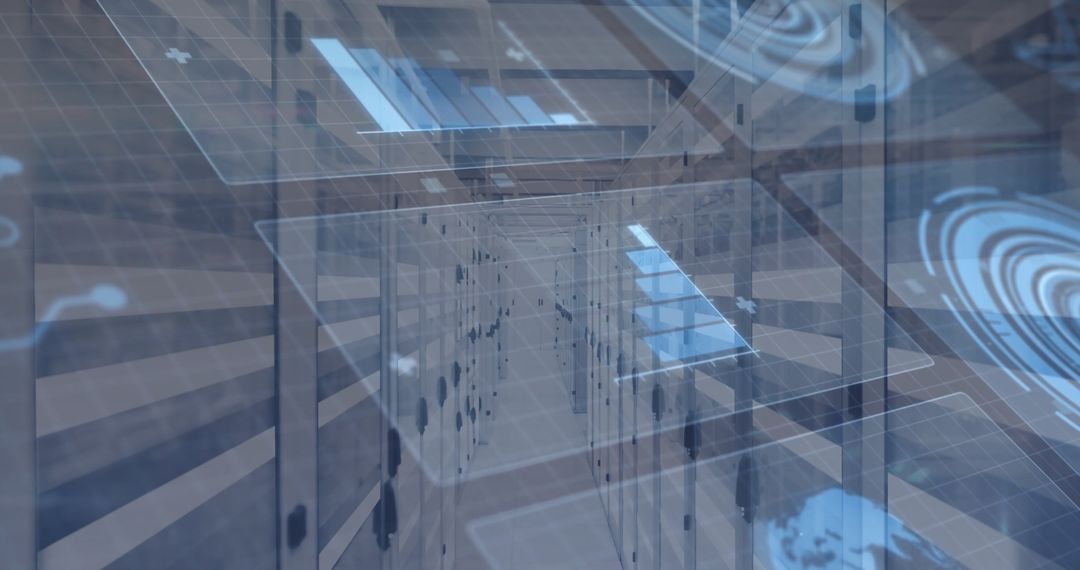 Futuristic Network Hub with Abstract Digital Interface