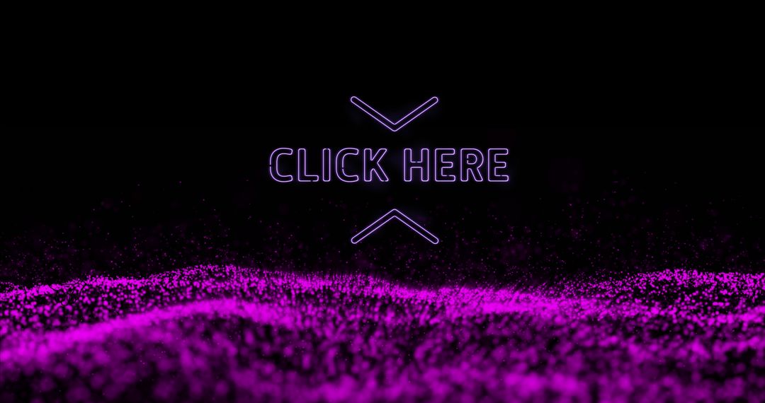 Glowing Purple Click Here Text with Digital Wave Effect