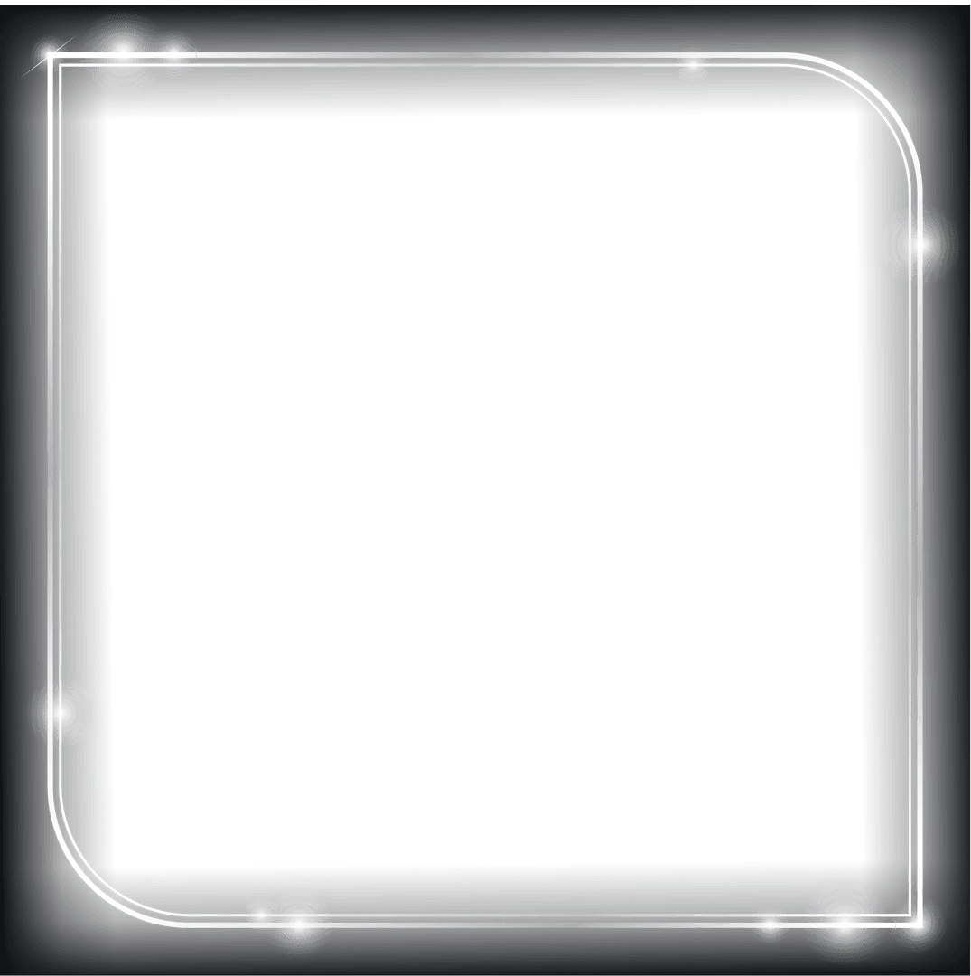 Glowing Neon Style Rounded Frame on Transparent Background