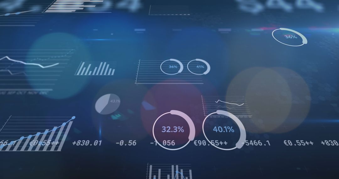 Financial Data Visualization with Illuminated City Background