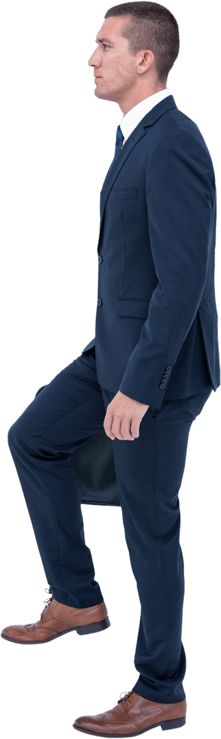 Transparent Businessman with Briefcase in Profile View