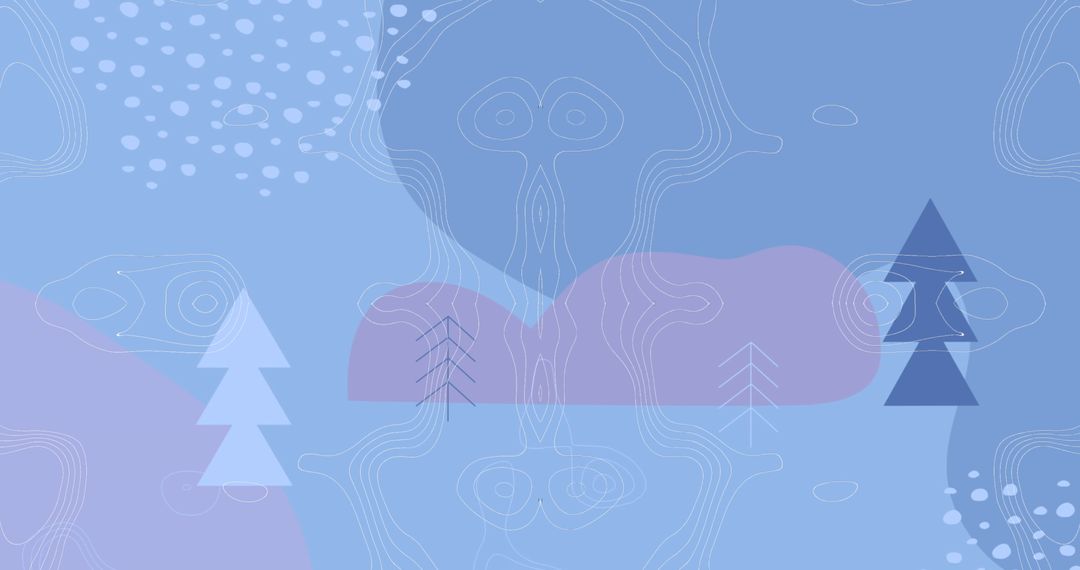 Minimalist Abstract Landscape with Pine Trees and Contours