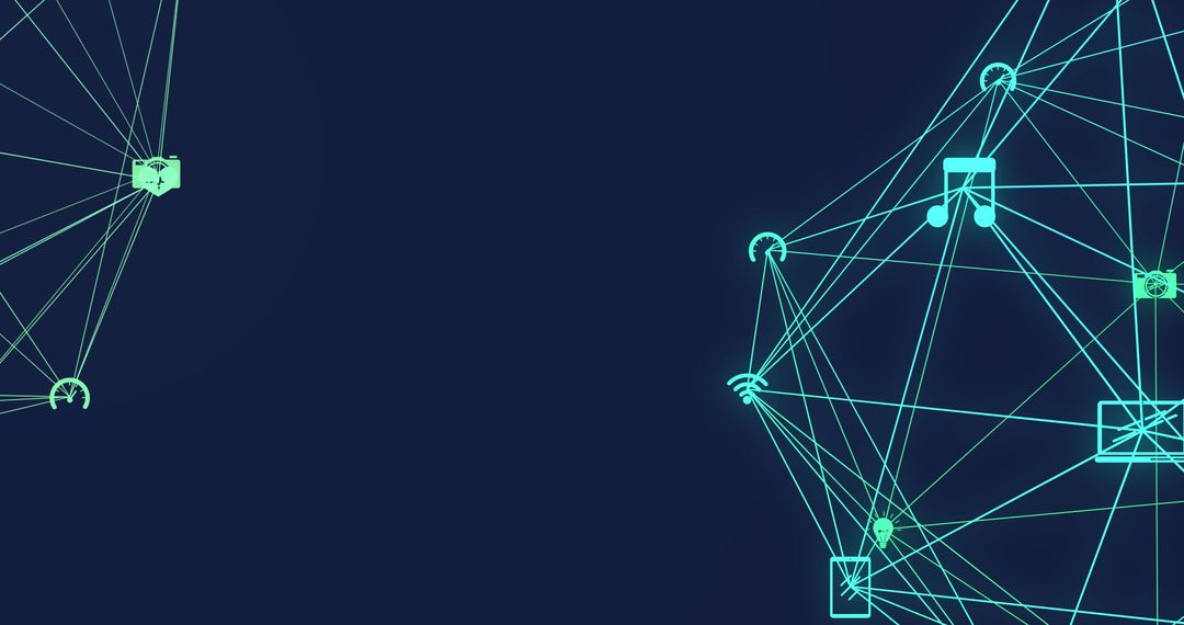 Digital Network Connection Systems on Deep Blue Background