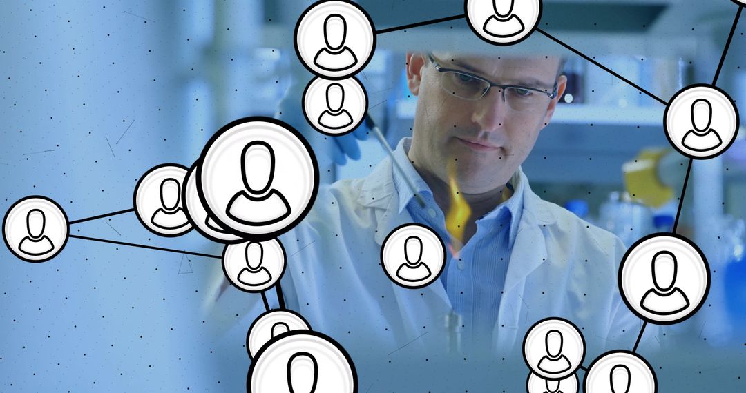 Caucasian Scientist with Network Connections in Laboratory