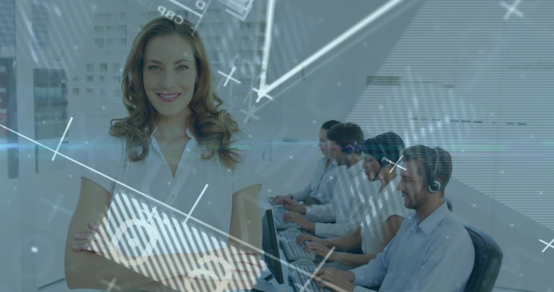 Confident Leader Overseeing Call Center Teamwork and Collaboration