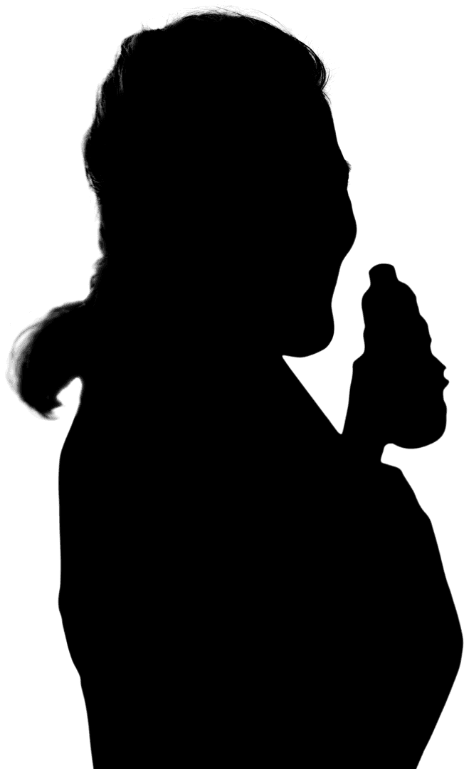 Side View Woman Holding Transparent Bottle Profile Portrait