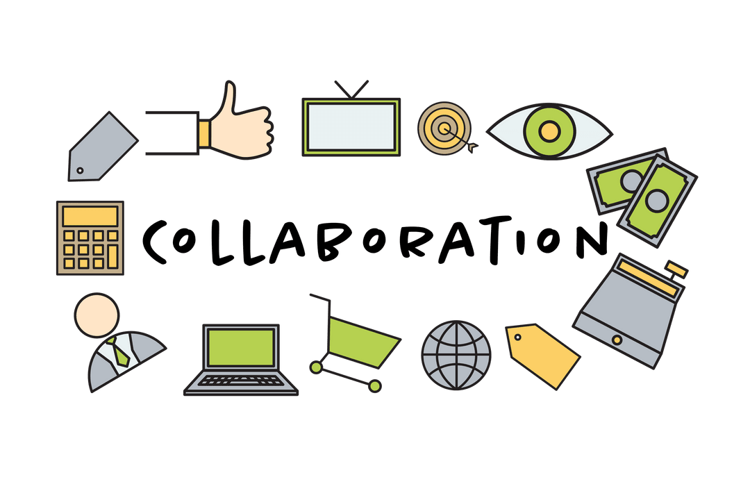 Collaboration and Communication Icons on Transparent Background
