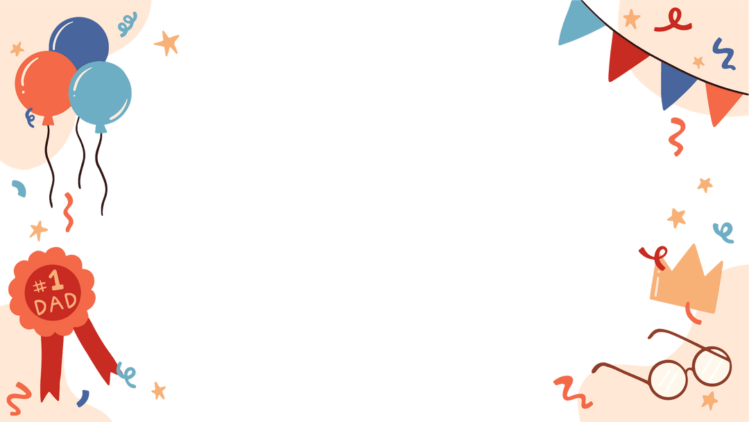 Transparent Father's Day Border with Festive Rosette and Crown