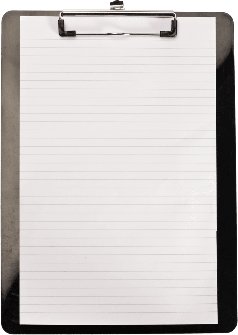 Transparent Background Clipboard with Blank Sheet