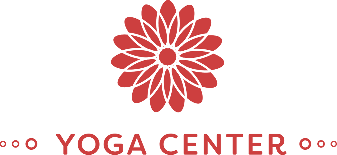 Transparent Yoga Center Logo with Red Flower Design