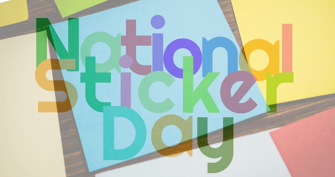 Colorful National Sticker Day with Multi-Colored Text and Memo Notes