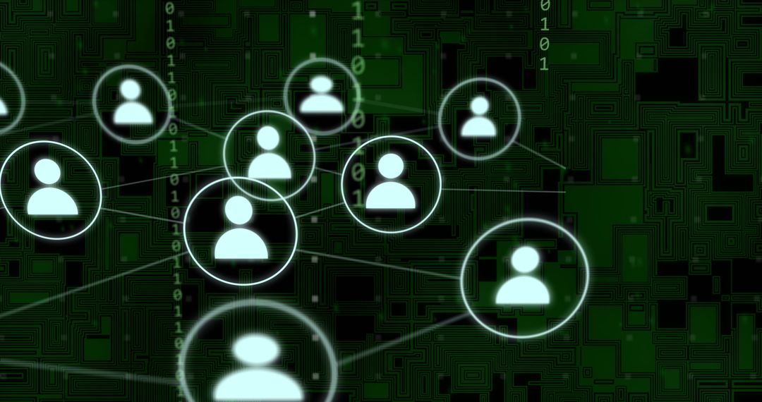 Digital Network of Connected User Icons with Binary Code - Free Images, Stock Photos and Pictures on Pikwizard.com