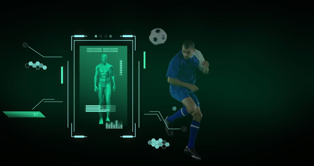 Digital Sports Analysis with Football Player and Futuristic Interface