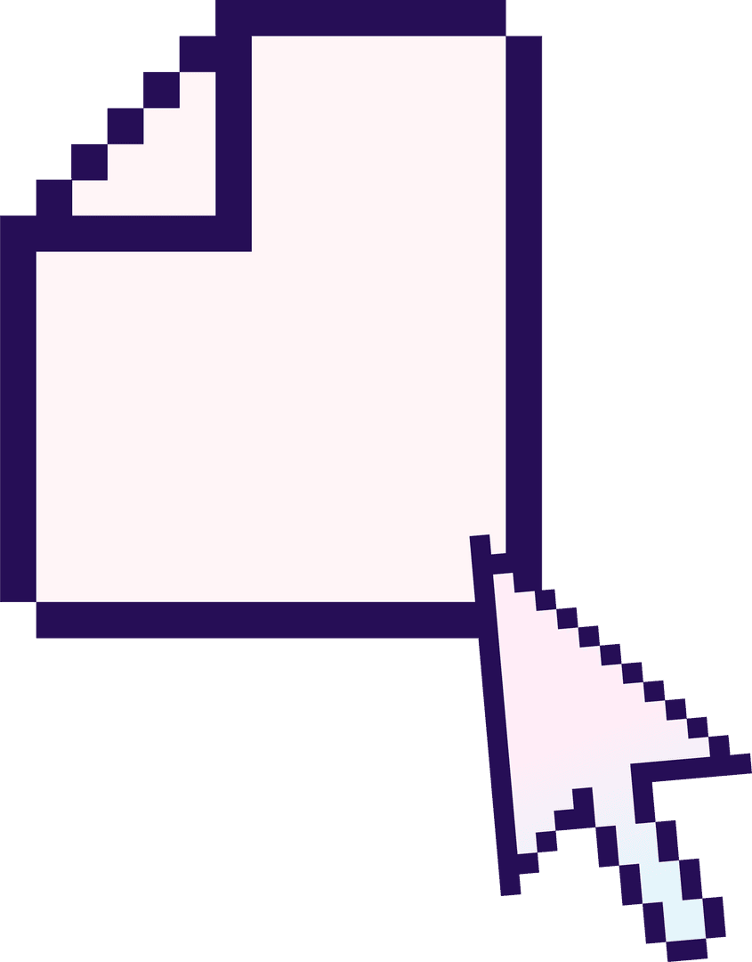 Pixel Art Document Icon with Cursor on Transparent Background