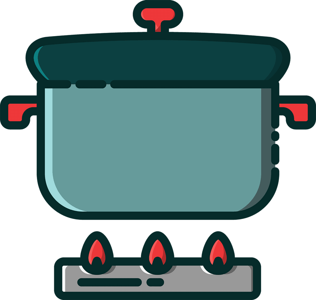 Transparent Illustration of Cooking Pot on Stove Burner