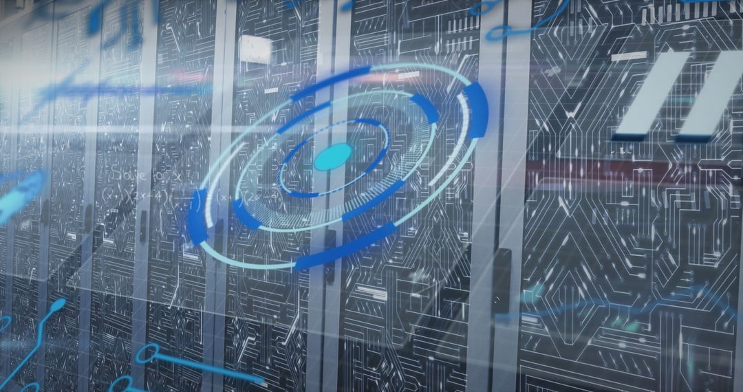 Digital Data Interface in High-Tech Server Room