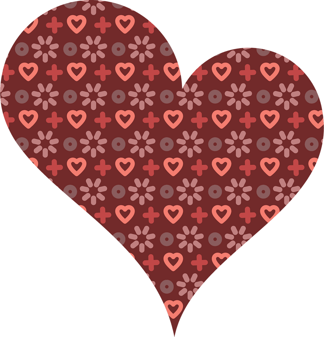 Abstract Heart with Geometric Shapes Transparent Design