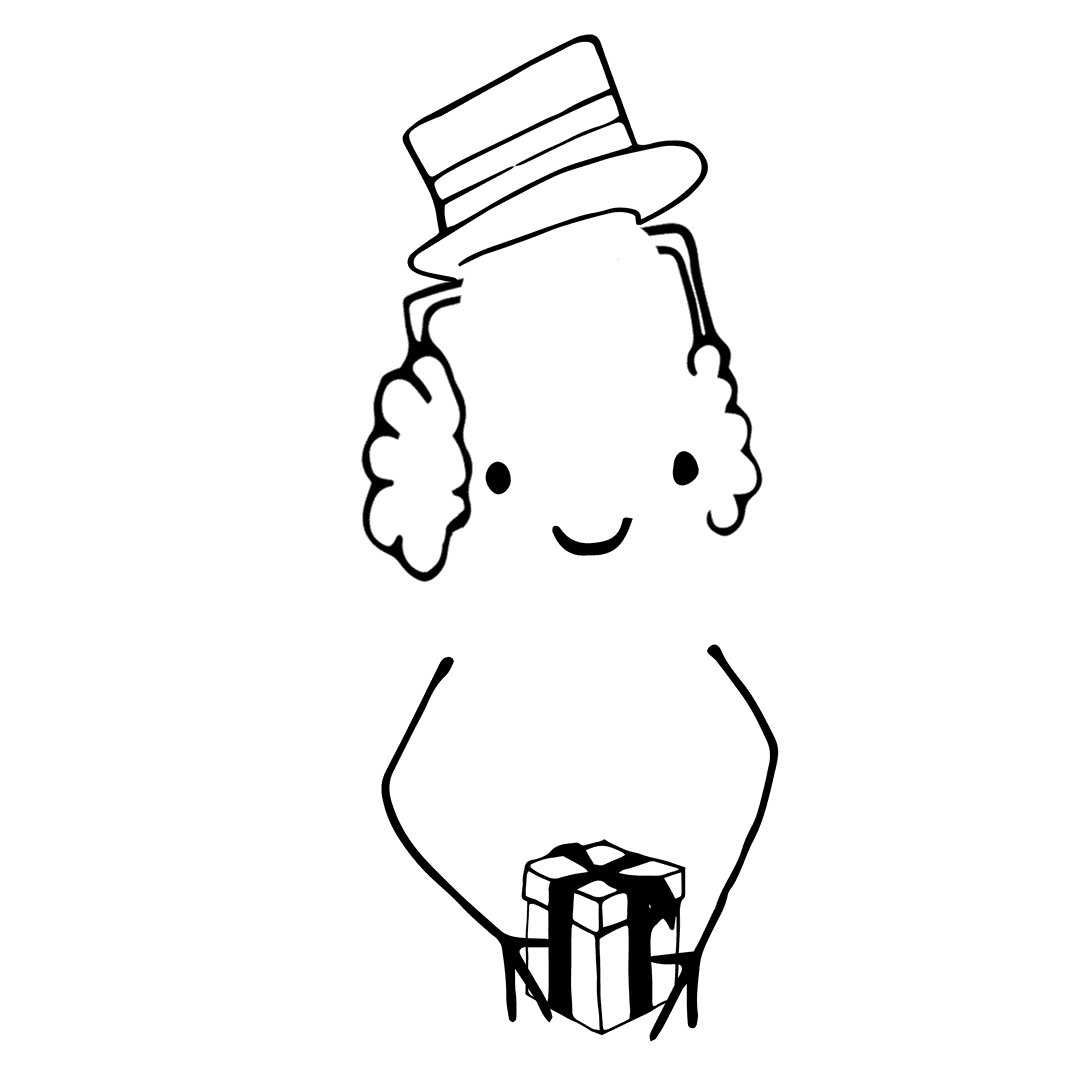 Transparent Illustration Smiling Character with Gift Box