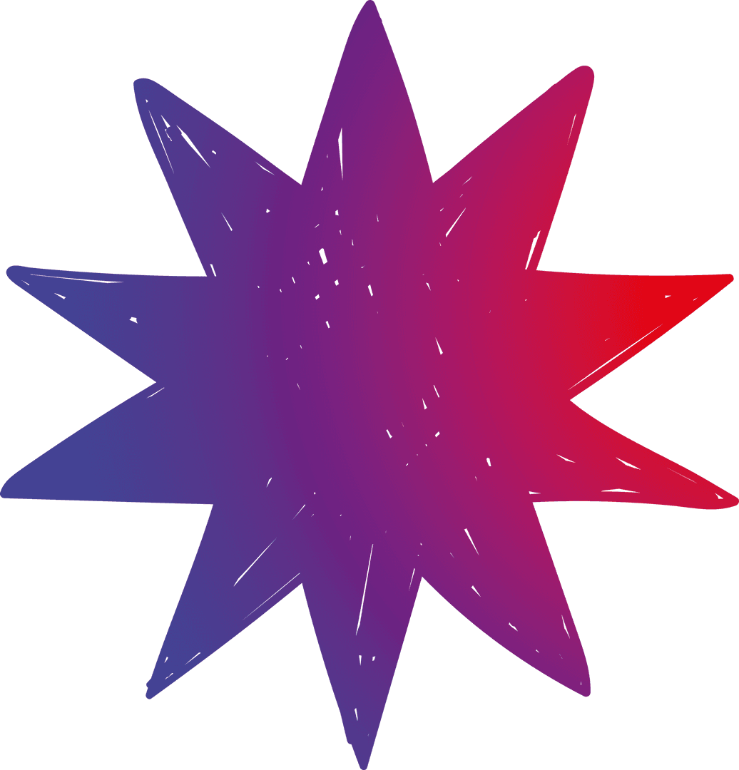 Vibrant Gradient Star Shape on Transparent Background