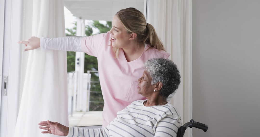 Nurse Assisting Senior Woman in Wheelchair - Free Images, Stock Photos and Pictures on Pikwizard.com