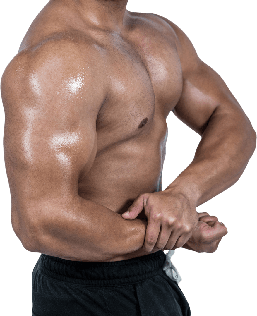 Transparent Image Muscular Man Flexing Biceps