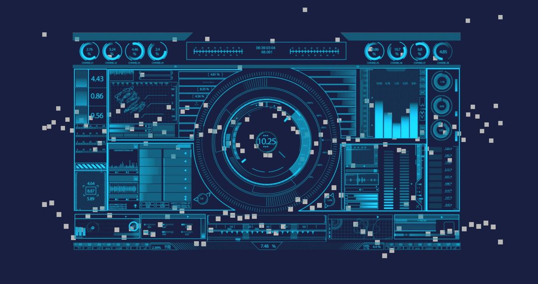 Futuristic Digital Dashboard Interface with Analytics