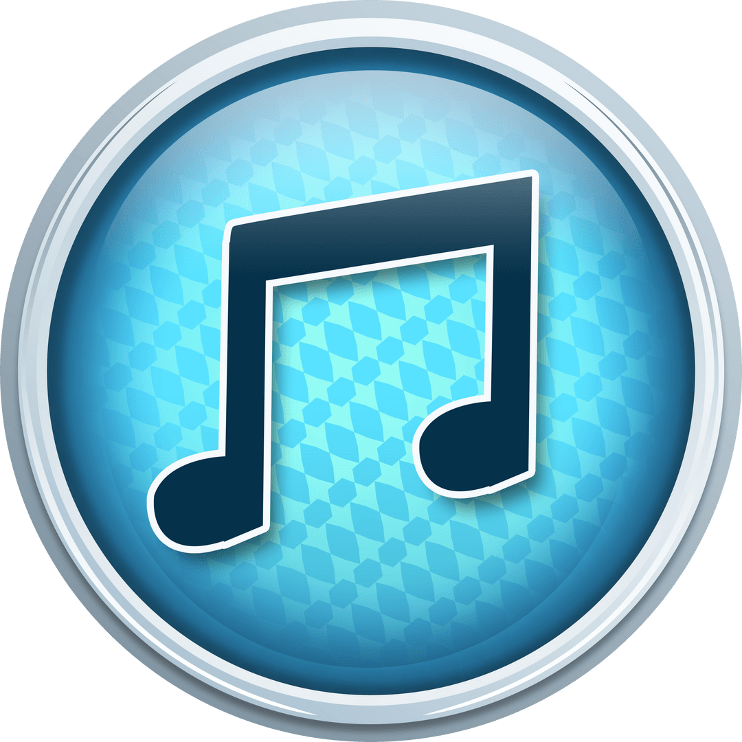 Transparent Music Note Icon with Gradient Blue Background