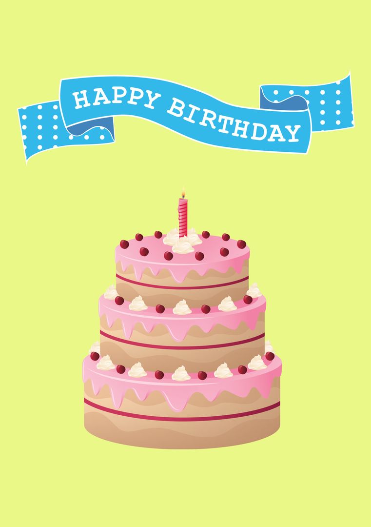 Whimsical Birthday Cake with Candle on Colorful Background - Download Free Stock Templates Pikwizard.com