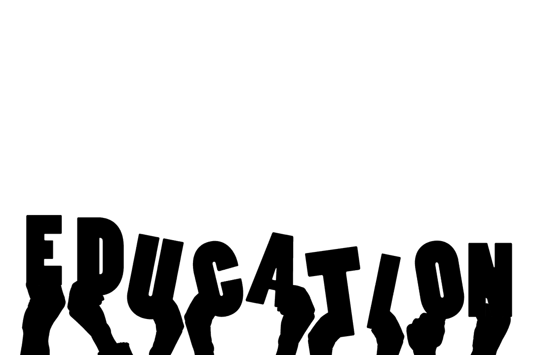 Silhouette of Hands Holding Education Word on Transparent Background