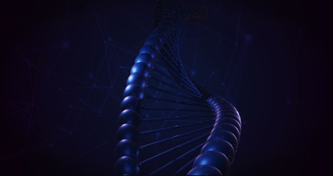 Futuristic Blue DNA Strand with Digital Connections