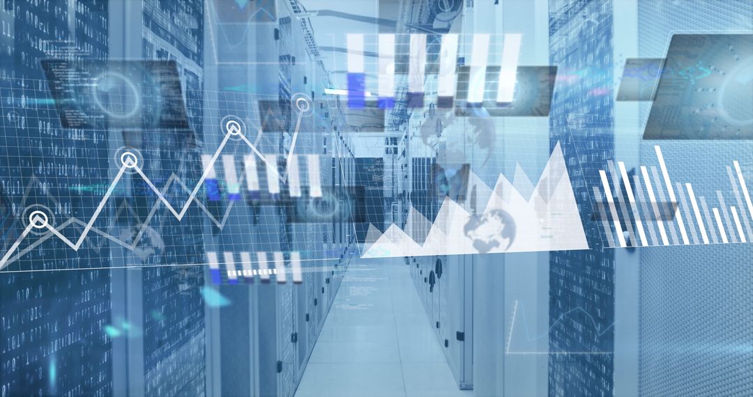 Digital Data Visualizations in Modern Server Room