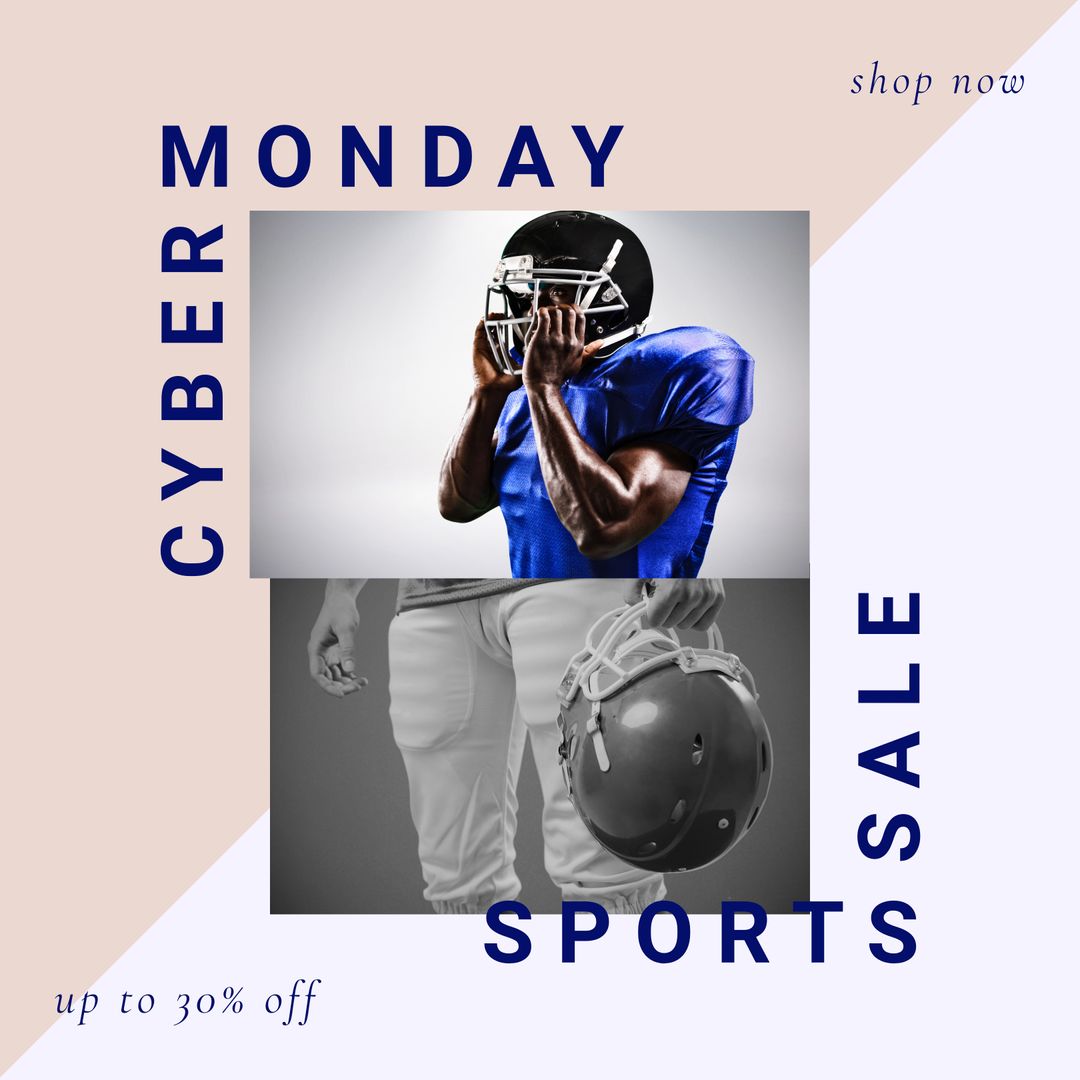 Cyber Monday Sports Sale Advertisement with American Football Theme