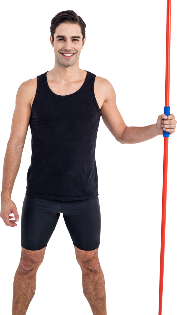 Athletic Man Holding Javelin, Wearing Sportswear - Transparent Background - Download Free Stock Images Pikwizard.com