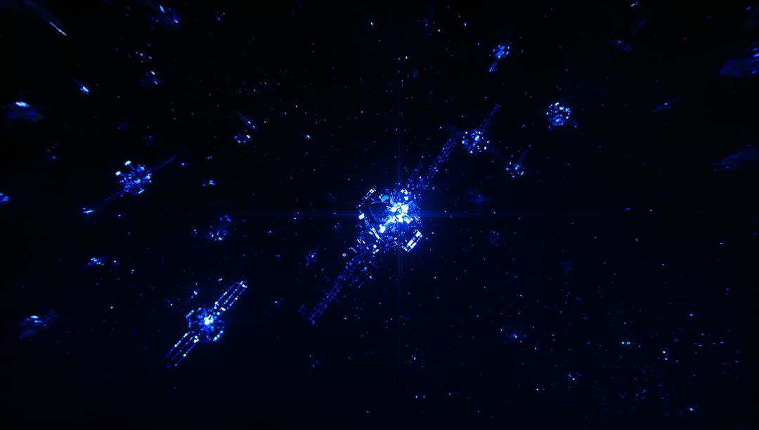 Futuristic Blue Geometric Cluster in Digital Network