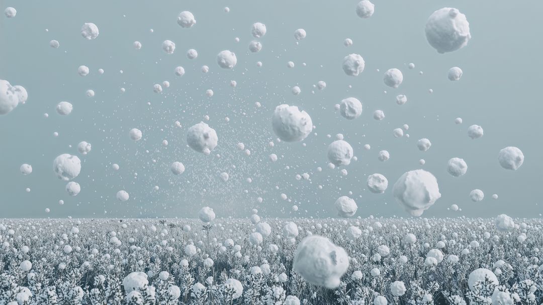 Captivating White Spheres Floating Overtranquil Field Impression